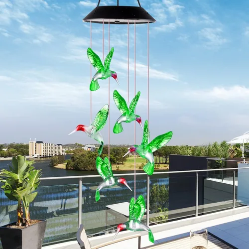 Miniatura 4 de Regalos para mamá de hija, hijo, esposo, campanillas de viento LED solares de colibrí para interiores y exteriores, el mejor regalo para el día