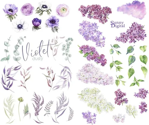 Seasonstorm Flores moradas Kawaii Estética Happy Planner Diario Diario Papelería Scrapbooking Pegatinas Viaje Arte Suministros