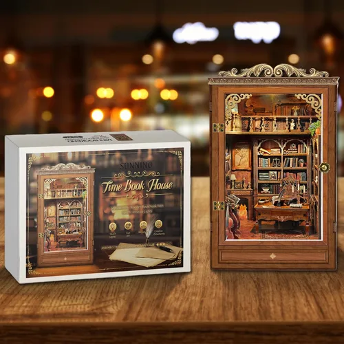 Miniatura 7 de SUNNINO Kits de rincón de lectura para adultos - Juego de construcción de estantería en miniatura DIY con luces LED, kits de rincón de lectura