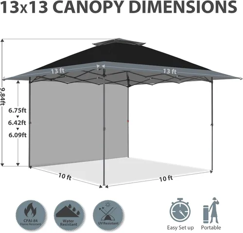 Miniatura 3 de Eagle Peak Tienda de campaña desplegable de 13 x 13 pies con una pared, toldo instantáneo fácil de montar, refugio plegable con una cortina