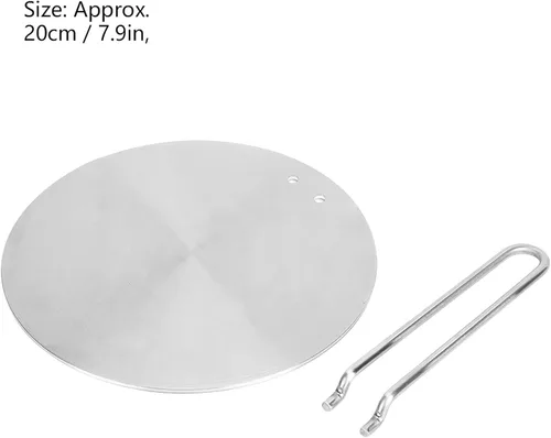 Miniatura 2 de Difusor de calor, placa adaptadora de inducción de acero inoxidable con mango extraíble, estufa de gas, cocina eléctrica, protector de llama