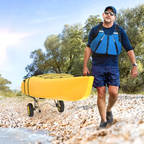 Miniatura 2 de Bonnlo Carro para kayak Canoa Carruaje Accesorios para kayak de pesca Portador Plegable Plataforma de remo Carro de remolque para bote Transporte