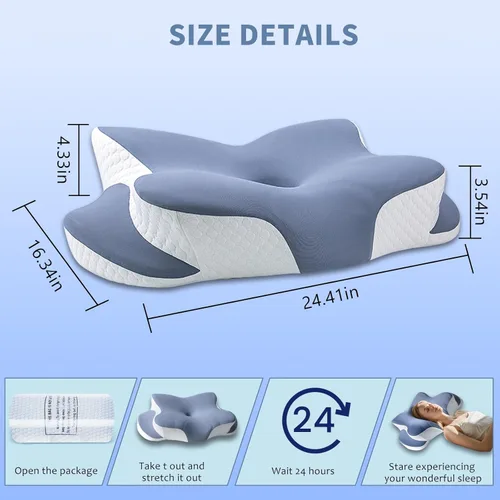 Miniatura 3 de Almohada cervical de espuma viscoelástica, almohada refrescante para dormir, almohadas ergonómicas de espuma viscoelástica para apoyo del cuello