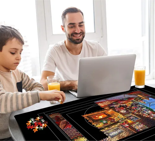 Miniatura 7 de LAVIEVERT Tapete enrollable para rompecabezas de neopreno de doble cara, protector de tablero de rompecabezas portátil con línea auxiliar y bolsa