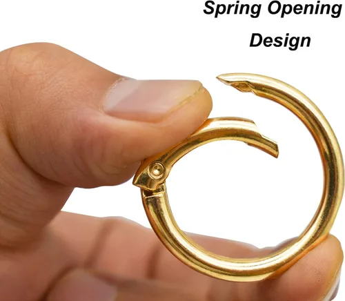 Miniatura 3 de Maydahui 40 piezas de anillo de resorte de aleación de zinc con clip de resorte de 4 tamaños (0.8, 0.98, 1.1, 1.3 pulgadas), mosquetón redondo Dorado