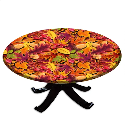 Miniatura 56 de Round Fitted Tablecloth with Elastic Outdoor Table Cover Round Elastic Tablecloths for Tables Waterproof Wipeable Table Cloths for
