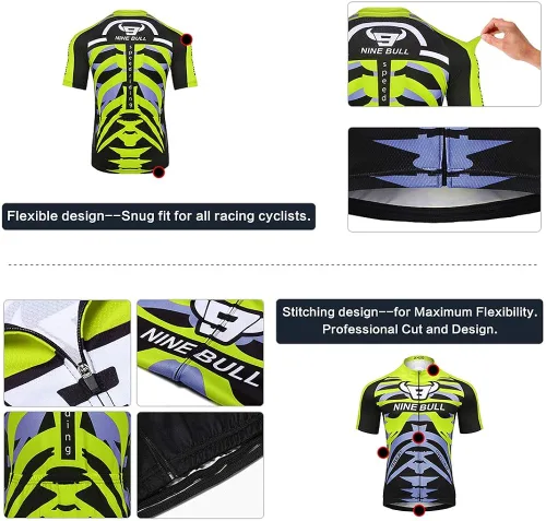 Miniatura 3 de Conjunto de camiseta de ciclismo para hombre, camiseta reflectante de secado rápido y pantalones cortos de ciclismo acolchados 3D, M
