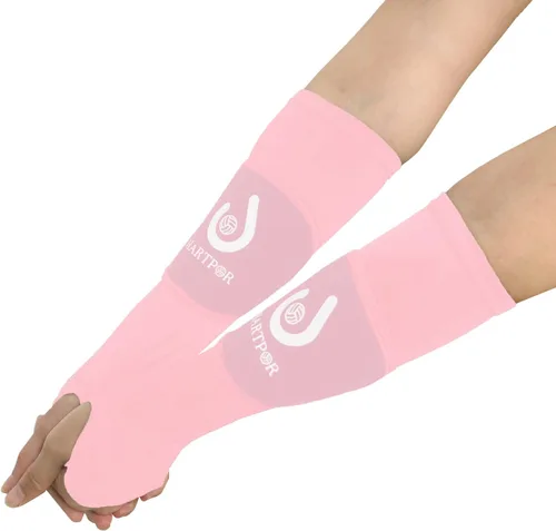 HARTPOR Mangas de brazo de voleibol que pasan las mangas del antebrazo con almohadilla de protección y agujero para el pulgar para los jóvenes, rojo