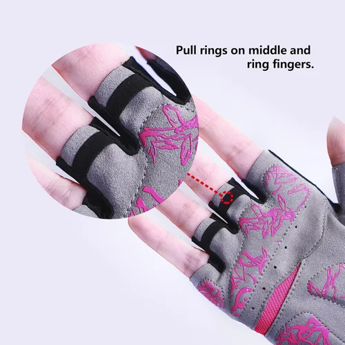 Miniatura 4 de DuShow Guantes de ciclismo de medio dedo para mujer, acolchados de gel, antideslizantes, absorben los golpes, para montaña, carretera, bicicleta