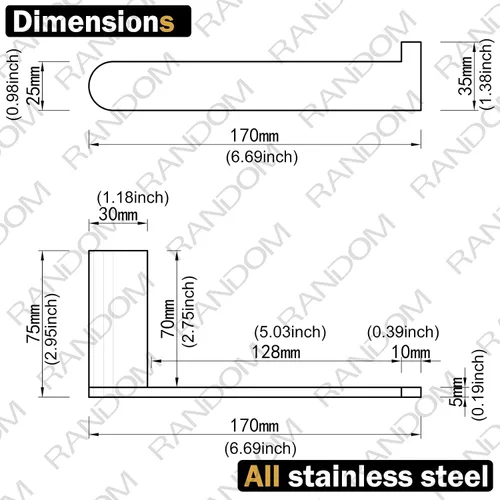 Miniatura 2 de RANDOM Portarrollos de papel higiénico de oro cepillado, accesorios de hardware de baño SUS 304 de acero inoxidable moderno soporte de rollo
