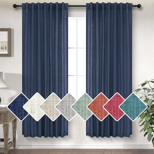 Miniatura 41 de Cortinas Largas de Lino de Lino 108 Pulgadas de Longitud para Sala de Estar 2 Paneles Bolsillo de Pestaña Trasera Cortinas Grandes para Ventana Saco