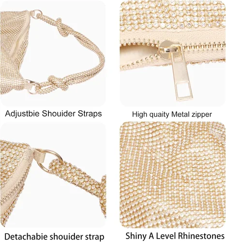 Miniatura 4 de Bolsos de noche con diamantes de imitación para mujer, elegante bolso de noche brillante de cristal, Moda