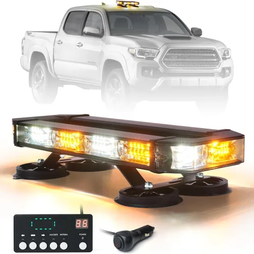 Miniatura 10 de LUMENIX Barra de luz estroboscópica de emergencia para techo con 72 luces LED con panel de control, base magnética, advertencia intermitente, barra