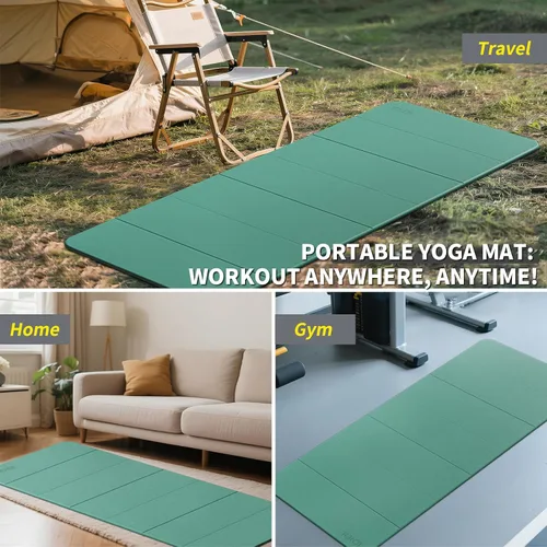 Miniatura 8 de Tapete plegable extra grande de yoga y fitness de 0.315 pulgadas (74 x 31.5 x 0.32 pulgadas), tapete de pilates ligero y antideslizante de doble