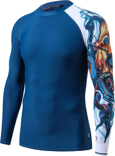 Miniatura 22 de HUGE SPORTS Camisas de baño para hombre de manga larga UPF 50+ con protección contra erupciones solares y protección UV Dividir