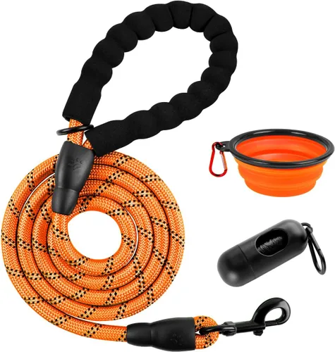Miniatura 15 de BARKBAY Correas de perro para perros grandes, correa resistente de 4/5/6 pies con cómodo mango acolchado e hilos altamente reflectantes para perros