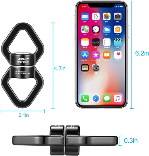 Miniatura 5 de Girar y Girar Negro, Dispositivo de Rotación Más Seguro de 30 KN, Accesorio para Colgar
