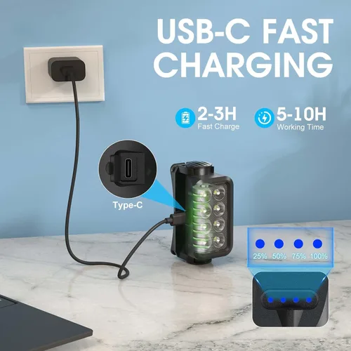 Miniatura 4 de Linterna frontal recargable 2 unidades, 8 LED, 2500 lúmenes, lámpara de cabeza ultraligera y brillante con sensor de movimiento, impermeable