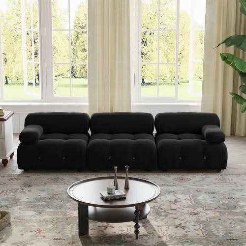 WJShome - Sofá seccional modular, sofá convertible de 103.95 pulgadas, sofá minimalista de terciopelo de 3 plazas para sala de estar, juego de Negro