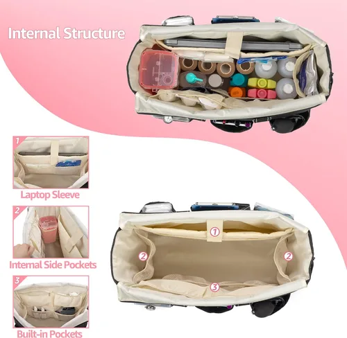 Miniatura 3 de Damero Bolsas de mano para enfermera, bolsa de enfermera con funda acolchada para laptop y múltiples bolsillos para el trabajo, cuidado de la salud