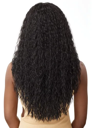 Miniatura 4 de Outre - Peluca con cierre de encaje 5x5 - Mezcla de cabello humano - Onda de agua peruana de 24 pulgadas (DR4/MARRÓN MIel)