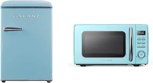 Miniatura 8 de Galanz GLR25MGNR10 - Refrigerador compacto retro, mini refrigerador y horno microondas retro GLCMKZ07GNR07 con cocción y recalentamiento automático