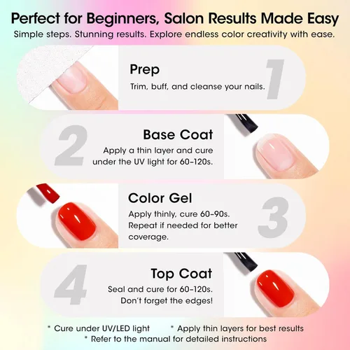 Miniatura 8 de Gellen HEMA TMPTA TPO - Juego de 24 esmaltes de uñas de gel, 20 colores de esmalte de gel con capa base y capa superior mate brillante de ojo