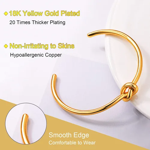 Miniatura 4 de FOCALOOK Pulseras de cadena de eslabones para mujer, pulseras personalizables, chapadas en oro de 18 quilates, pulsera con dije de bloqueo de cadena