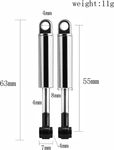 Miniatura 6 de Amortiguador de choque RC para camión RC 1/14 para camión Tamiya Remolque Piezas de actualización Amortiguador de suspensión (plateado)