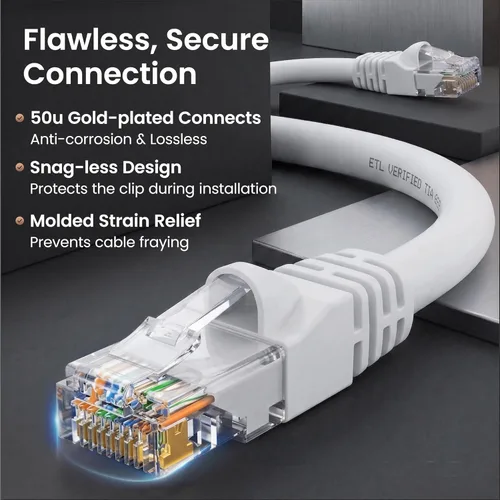 Miniatura 4 de GEARit Cable de conexión Ethernet Cat 6 de 15 pies de color blanco (paquete de 10) cables de conexión Cat6 de 15 pies, cable de conexión