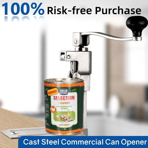 Miniatura 9 de Abridor de latas comercial resistente para 11100, abridor de latas industrial para 10 latas, abridor de latas manual con base de acero chapado