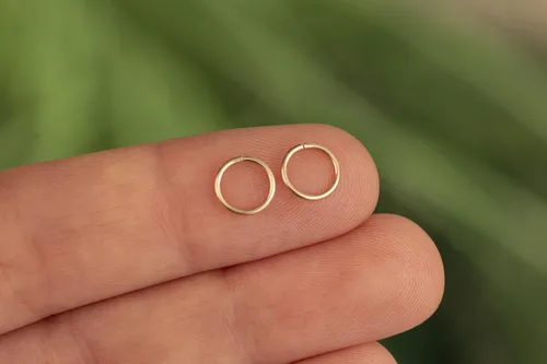 Miniatura 104 de Aretes de aro de oro de plata – Aretes de aro para mujer, dos piezas de aros de plata fina rellenos de oro, aro de hélice, anillo de tragus, aro