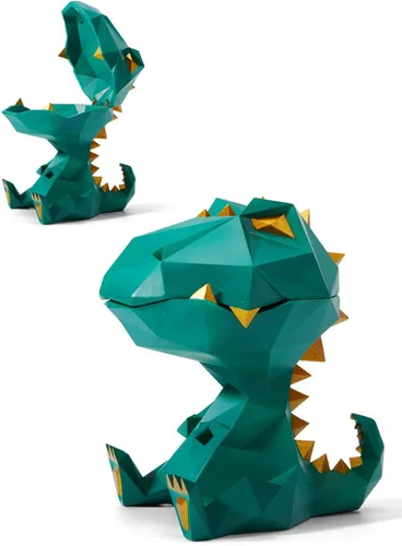 HAUCOZE Estatua de dinosaurio plato para caramelos, cuenco para llaves, regalos de dinosaurio, escultura moderna, accesorios de decoración del Verde