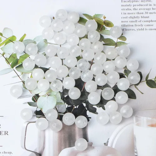 Miniatura 3 de 100 cuentas sueltas redondas de jade blanco natural de 0.315 pulgadas para fabricación de joyas con cordón elástico de cristal