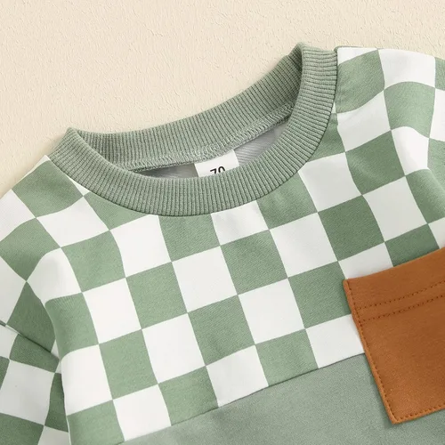 Miniatura 55 de Conjunto de sudadera de manga larga con cuello redondo y pantalones deportivos para bebés, ropa de invierno para bebé