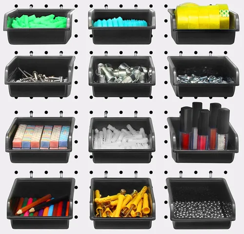 Calax Ganchos para tablero de clavijas, surtido de vasos con ganchos, organización surtida para garaje, manualidades, taller, banco de trabajo,