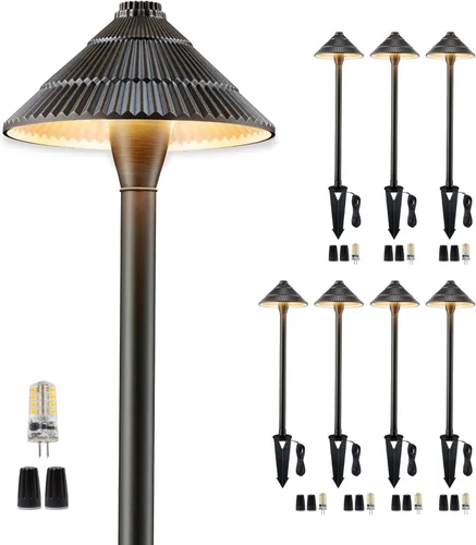 Miniatura 20 de Gardenreet Luces de camino de bajo voltaje de latón, luces LED de camino de paisaje, luces de patio al aire libre impermeables IP65, 12 V con cable