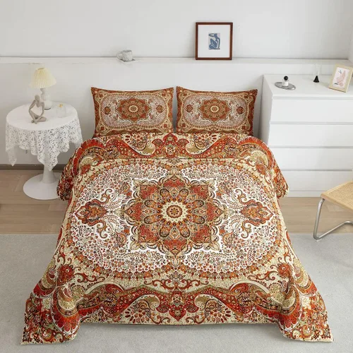 Miniatura 15 de Erosebridal Oriental Bedding - Juego de edredón vintage para cama individual, diseño floral persa, bohemio, tribal, tradicional, estético