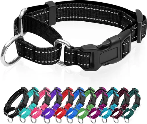 Miniatura 13 de Collares de perro Martingala reflectantes. Collar de perro con hebilla de liberación rápida. Collar ajustable de nailon transpirable acolchado suave