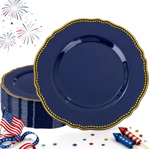 Miniatura 16 de Hioasis 100 piezas Platos de plástico blancos - Platos de cena desechables blancos de 10.25 pulgadas, Platos de cena de plástico, elegantes