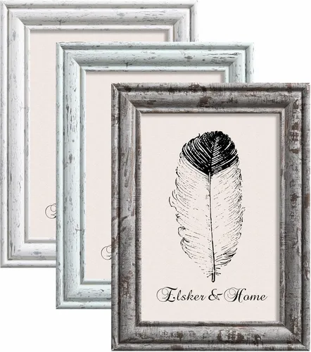 ELSKER&HOME Marco de fotos de 4 x 6, marcos de fotos rústicos, decoración de pared de granja envejecida colorida para bodas, exhibición horizontal y