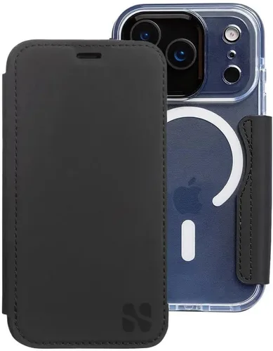 Miniatura 51 de SafeSleeve Funda de piel tipo cartera desmontable para iPhone 14 con bloqueador EMF para teléfono celular con 3 tarjeteros y soporte ajustable