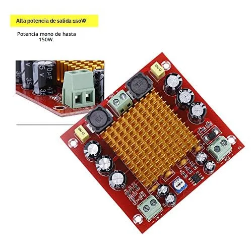 Miniatura 6 de TPA3116D2 Placa de amplificador mono de 150 W Módulo de audio de potencia digital para altavoces DIY, AMP estéreo de un solo canal con protección