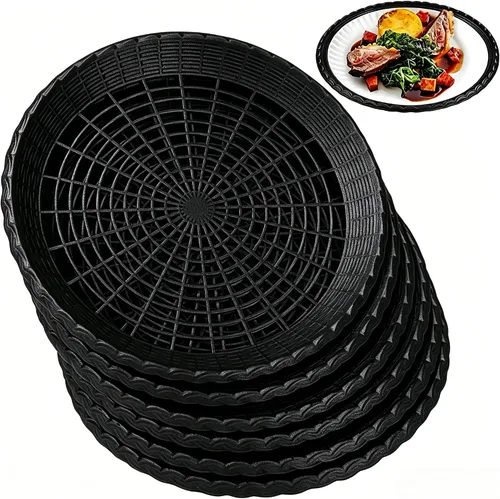 AccEncyc 6 Pack Paper Plate Holder 9" Plastic Paper Plate Holders Reusable Plate Holders for Party BBQ Outdoor Cooking Picnic, Black