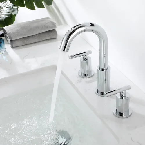 Miniatura 6 de Grifo de lavabo de baño extendido con desagüe y manguera de suministro, grifo cromado de 3 orificios para lavabo de baño, grifos de baño ChiLDano