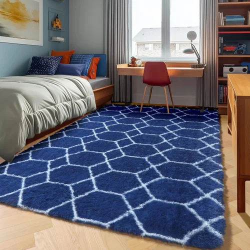 Miniatura 48 de ONASAR Alfombras de área para sala de estar y dormitorio, alfombra esponjosa lavable de 5x8 pies gris y blanca, alfombra de piso suave, afelpada