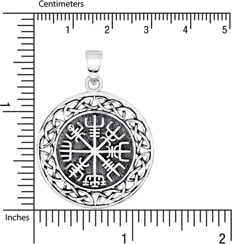 Miniatura 3 de WithLoveSilver - Colgante de plata de ley 925 maciza Vegvisir Talismán Celta Viking Protección, Plata esterlina