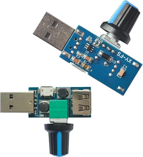 Paquete de 2 controladores de ventilador USB, regulador de velocidad continuo, regulador de velocidad de aire, regulador de enfriamiento de volumen