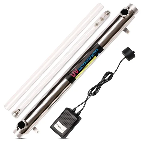 Ozmosis Filtro purificador de agua ultravioleta para toda la casa, 55 W, unidad UV de acero inoxidable de 120 V, entrada/salida MNPT de 1/2 pulgada,