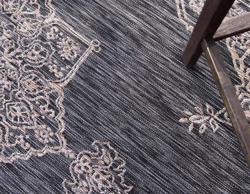 Miniatura 4 de Unique Loom Outdoor Traditional Collection Alfombra de Área - Antique (Corredor de 2' x 6' 1", Gris Carbón/Natural)